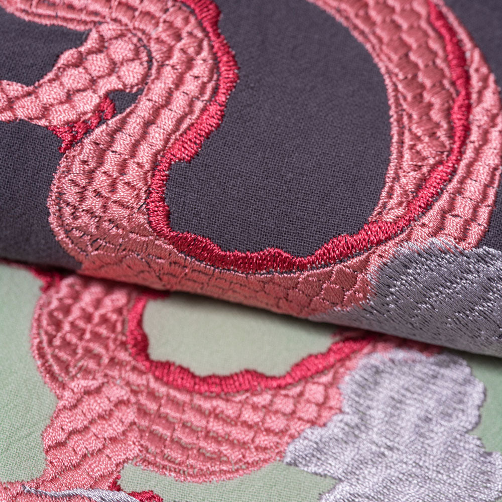 【heyhokiii】Loong Embroidery Cotton Cloth Bag with Zipper