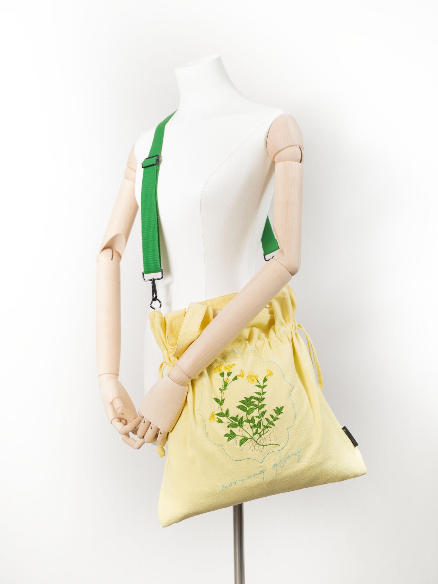 【heyhokiii】Machine-Embroidered Yellow Lily of the Valley Cotton Drawstring Bag: Sunshine in Every Stitch