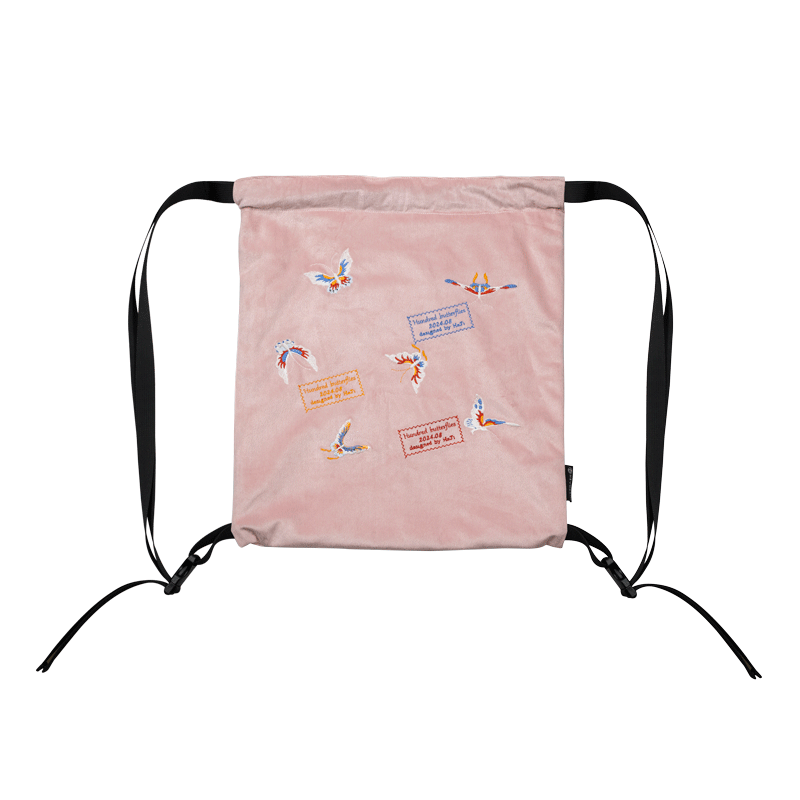 【heyhokiii】Machine-Embroidered Hundred Butterflies Pink Velvet Duffle Bag: A Tapestry of Tradition and Luxury