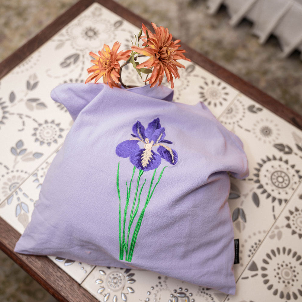 【heyhokiii】Embroidered Phalaenopsis Cotton Tote Bag | Imitation Suzhou Embroidery | Zipper Closure & Dual-Carry Design