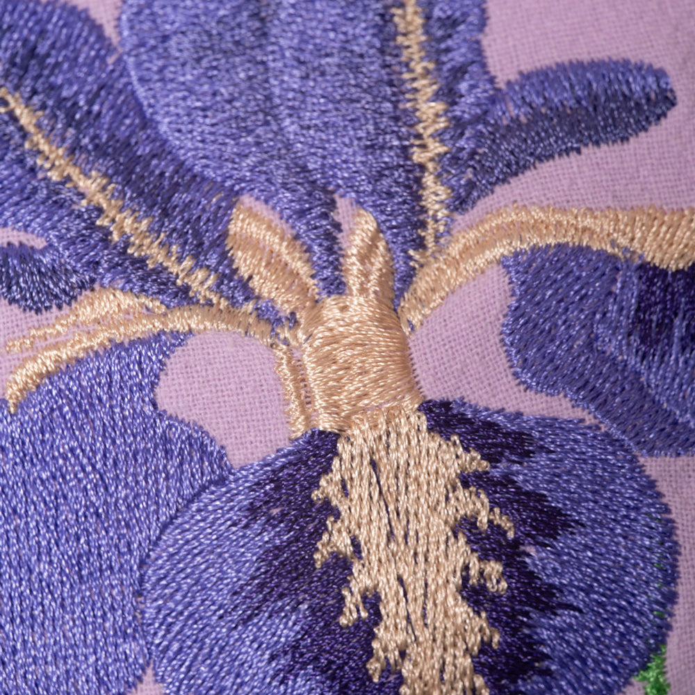【heyhokiii】Embroidered Phalaenopsis Cotton Tote Bag | Imitation Suzhou Embroidery | Zipper Closure & Dual-Carry Design