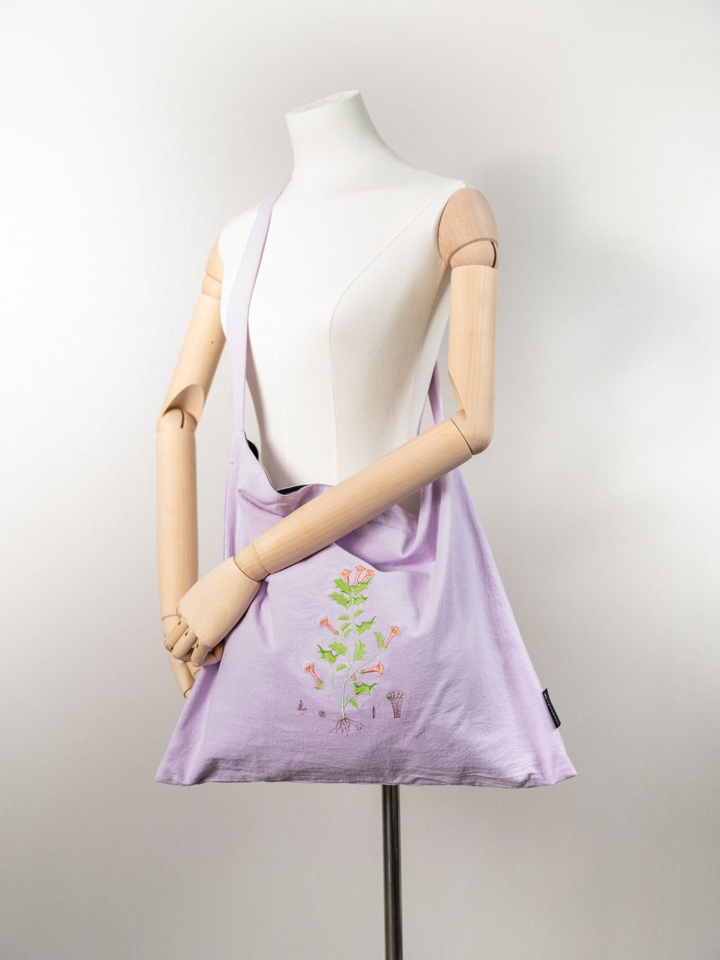 【heyhokiii】Machine-Embroidered Mandala Purple Cotton Crossbody Bag: Mystical Elegance in Every Stitch