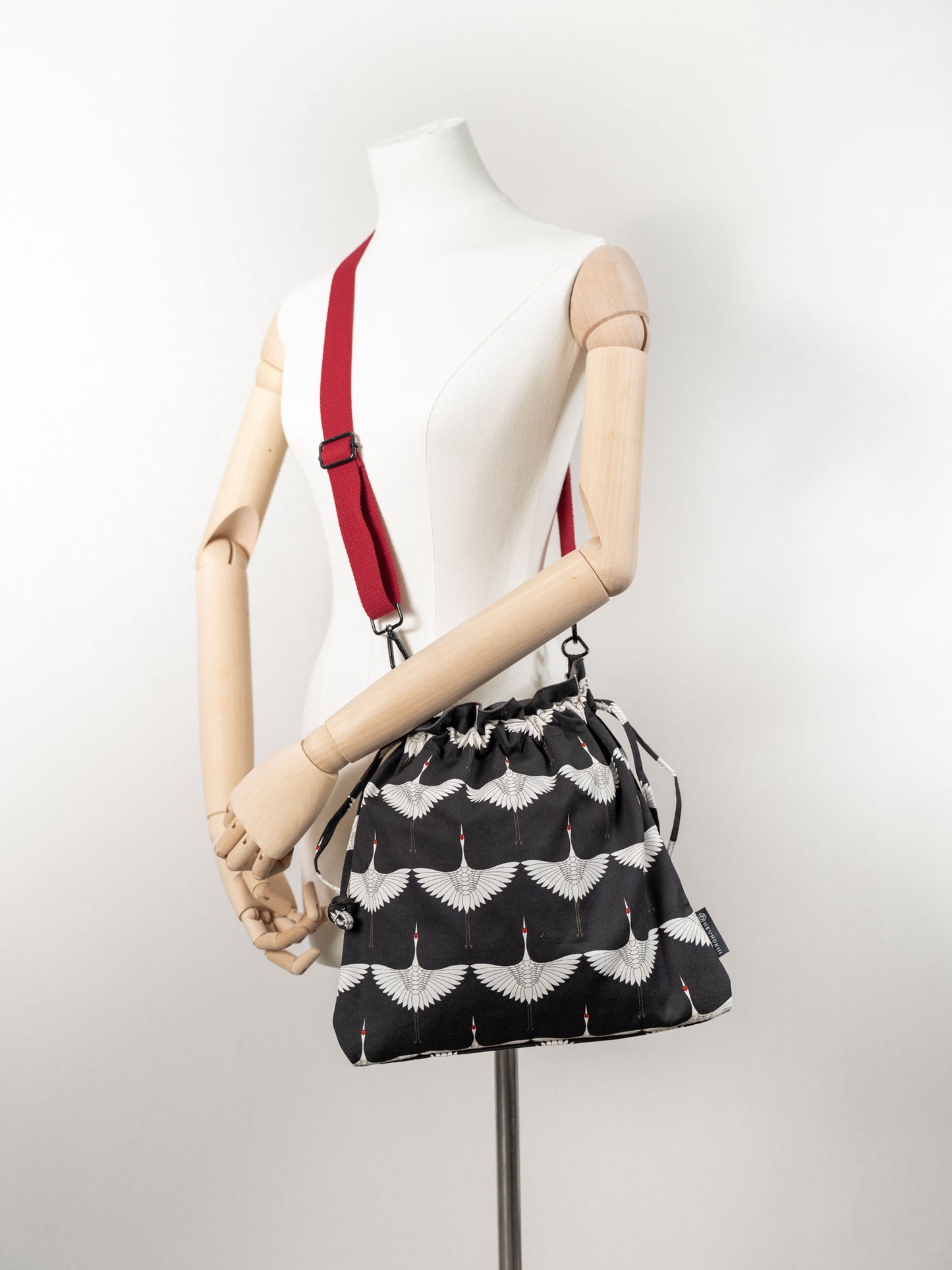 【heyhokiii】Black Crane Canvas Drawstring Bag: Timeless Chinese Symbolism in Sustainable Style