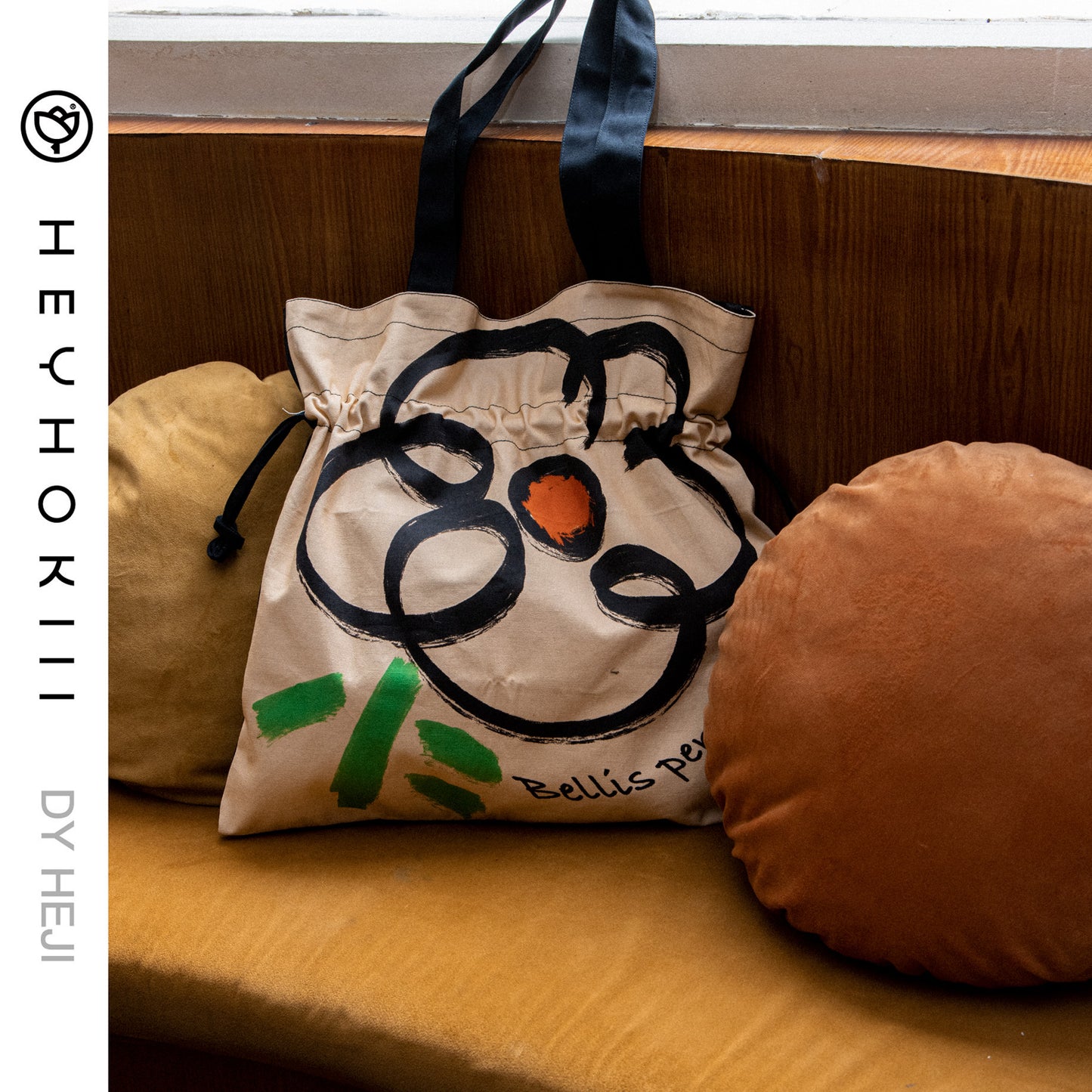 【heyhokiii】Chinese Ink Wash Floral Canvas Bag: Timeless Artistry in Every Stroke