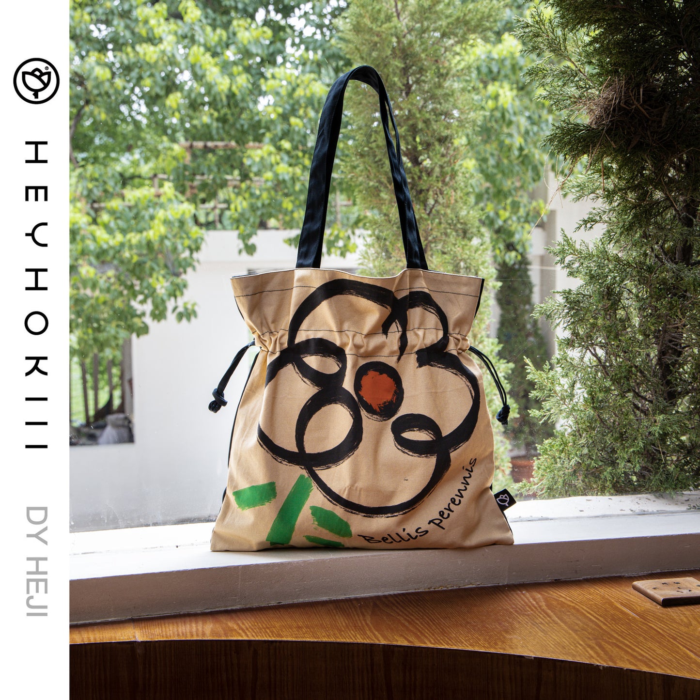 【heyhokiii】Chinese Ink Wash Floral Canvas Bag: Timeless Artistry in Every Stroke