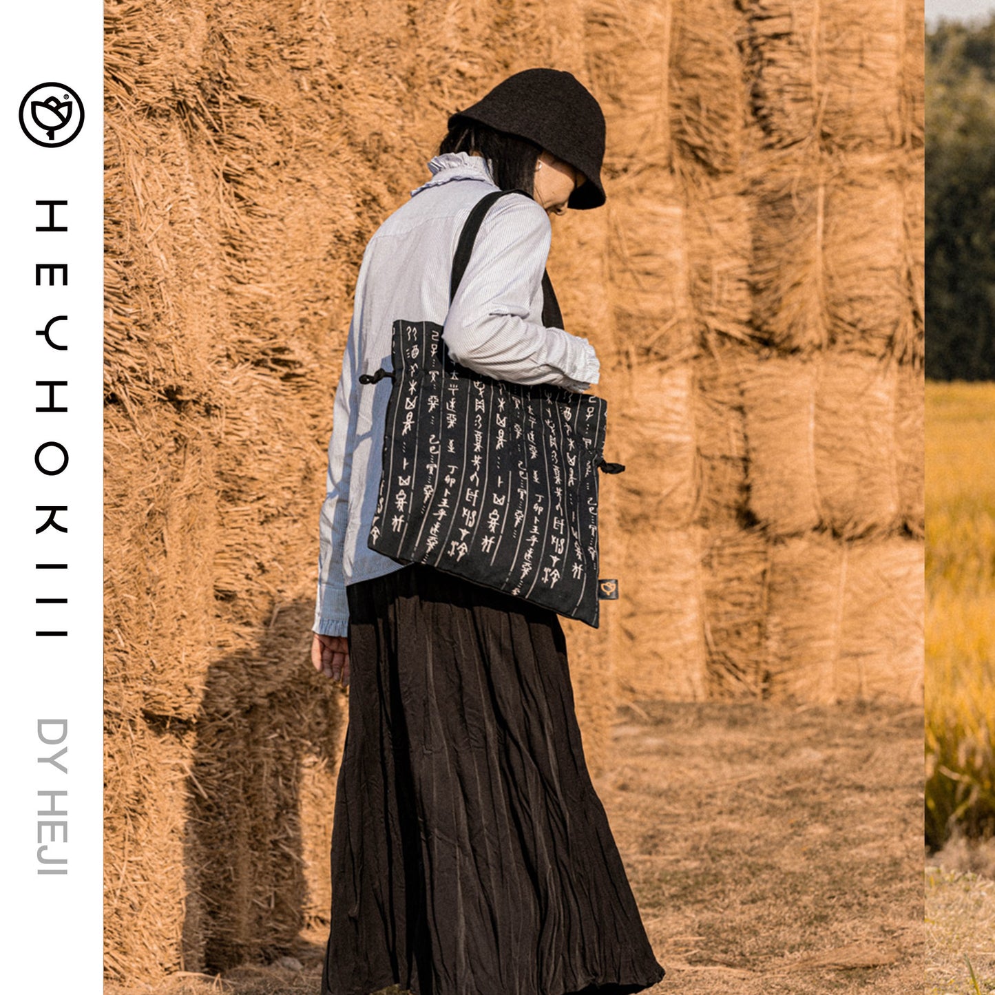【heyhokiii】Oracle Bone Script Canvas Bag: A Timeless Link to Ancient China