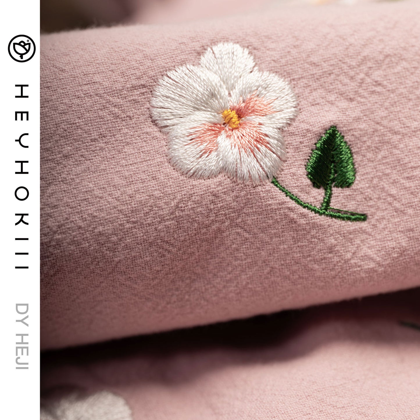 【heyhokiii】Machine-Embroidered Phalaenopsis Pink Cotton Drawstring Bag: Elegance in Every Petal