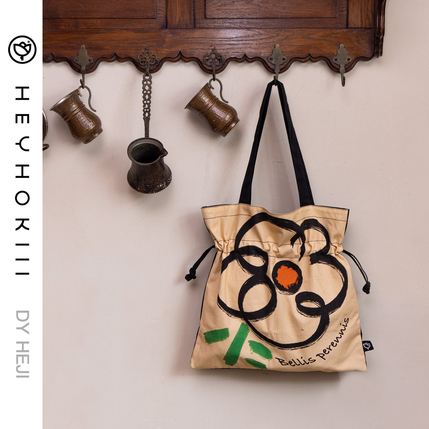 【heyhokiii】Chinese Ink Wash Floral Canvas Bag: Timeless Artistry in Every Stroke