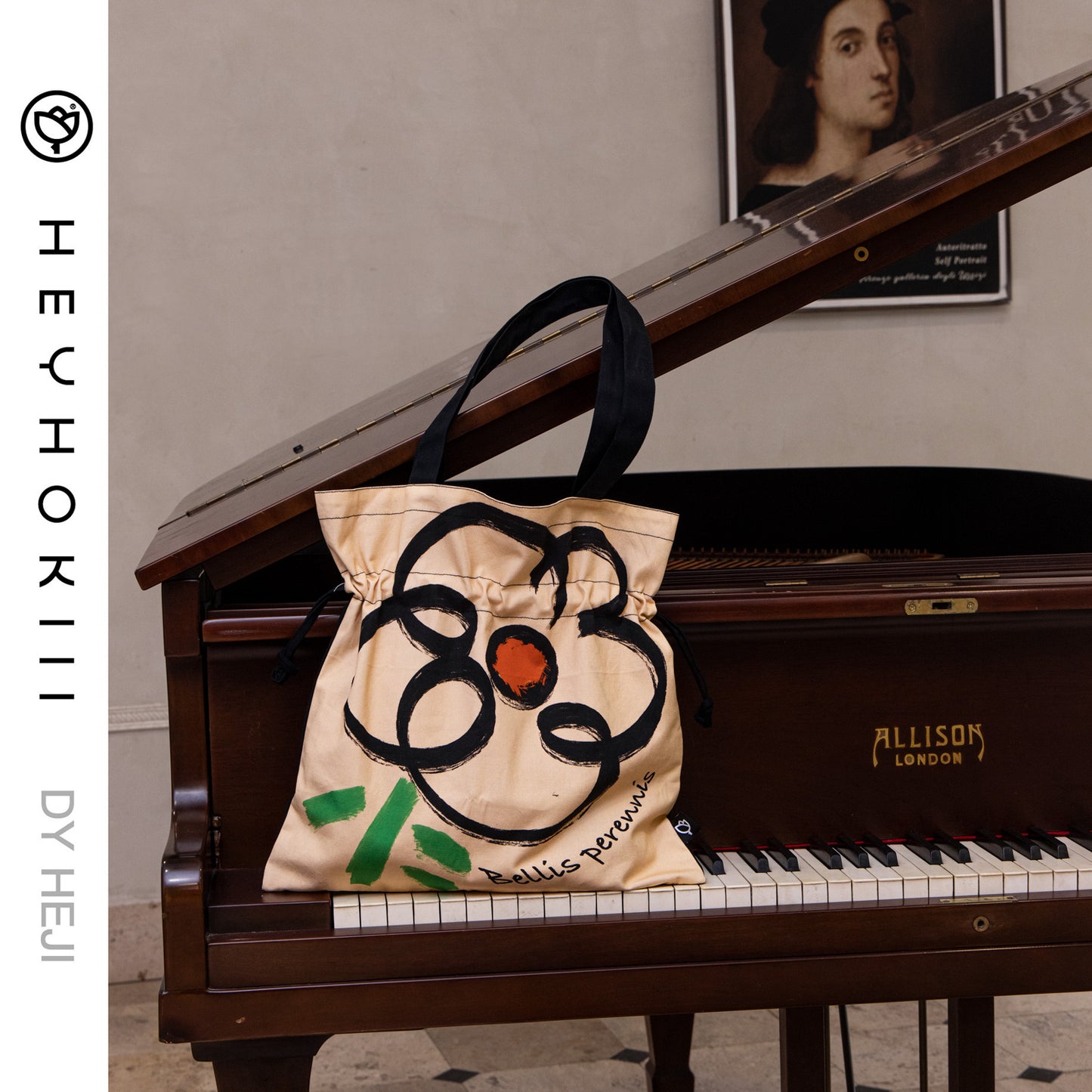 【heyhokiii】Chinese Ink Wash Floral Canvas Bag: Timeless Artistry in Every Stroke